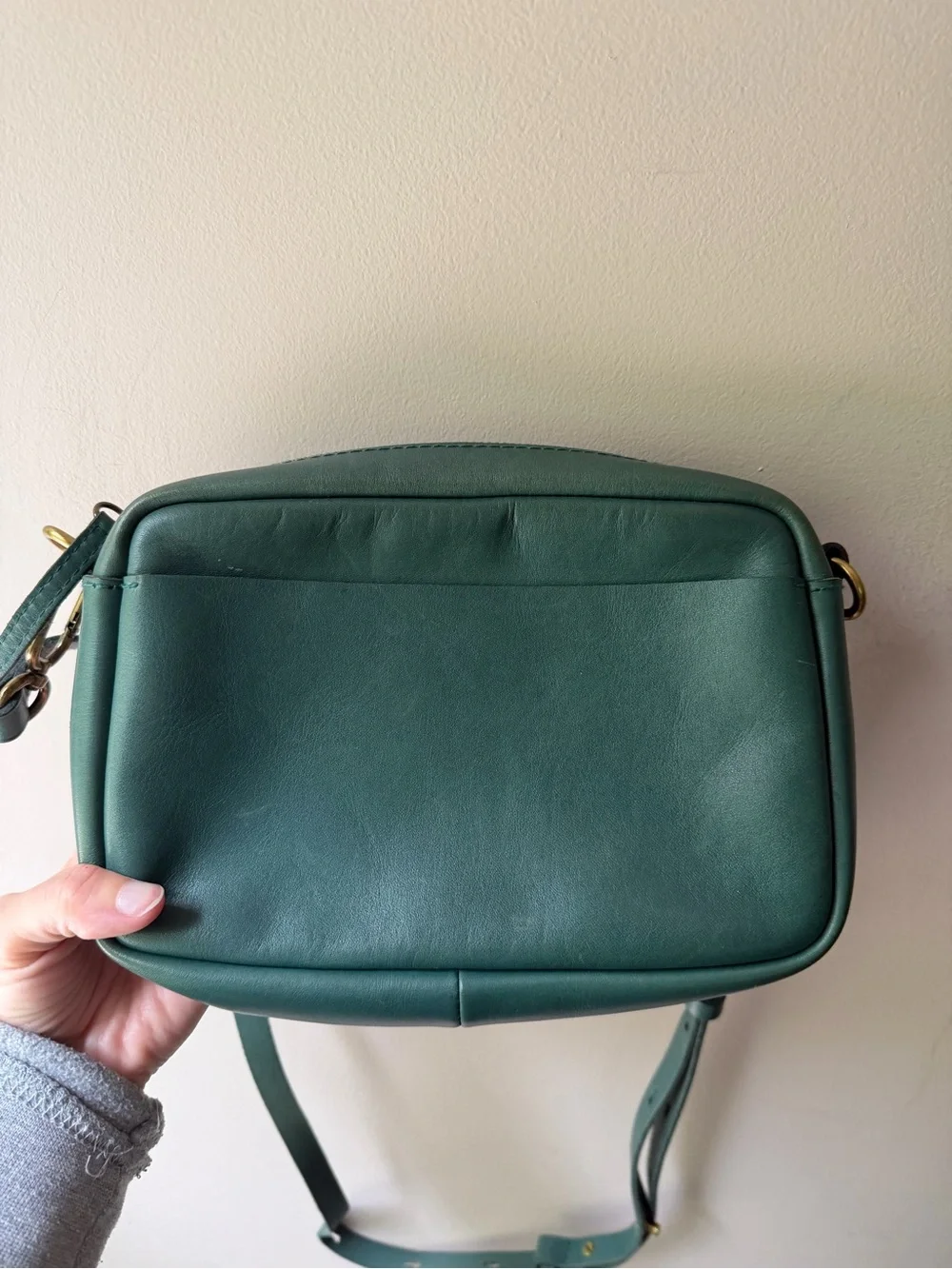 Madewell Leather Carabiner Medium Crossbody Bag Green Spruce Zipper